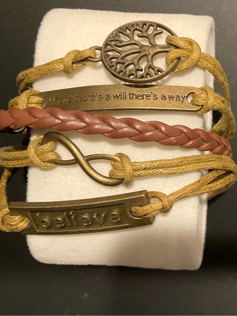 Yellow and Brown Multi-Strand Inspirational Charm Bracelet